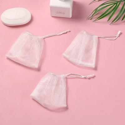 10pcs Wall-mounted Foaming Mesh Bags Drawstring Type Hangable Type Exfoliating Face Cleansing Net Easy Storage Ribbon