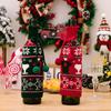 Cozy Knitted Christmas Wine Bottle Cover With Bright Bow And Cheerful Pom Poms For Parties