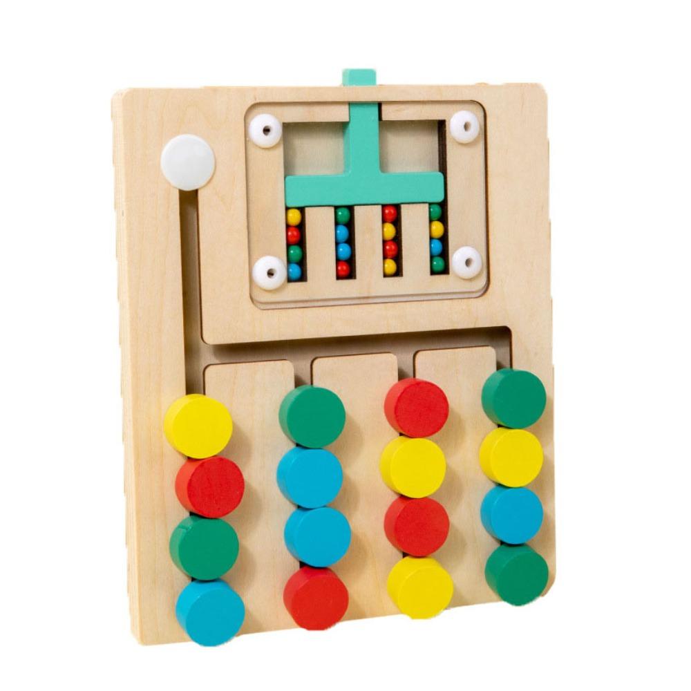 Color Sorting Montessori Sliding Puzzle Board Wooden Wooden Rolling Toy  Fine Motor Training