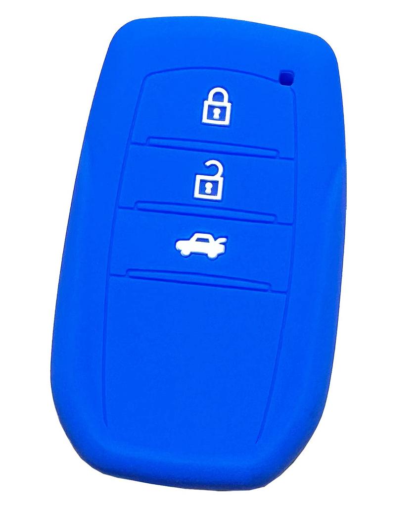 IKT Silicone Cover for Toyota Cars Smart Key 3 Buttons Blue / New Crown