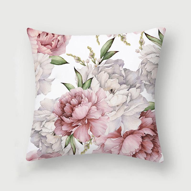 Rose Collection Floral Print Pattern Cushion Cover Home Living Room Sofa Decoration Square Polyester Pillow 45X45Cm