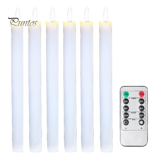 

6 шт. беспламенных конических свечей, работающие от батареек, искусственные свечи для окон с дистанционным управлением, мерцающие светодиодные свечи для праздничного свадебного домашнего декора A белый