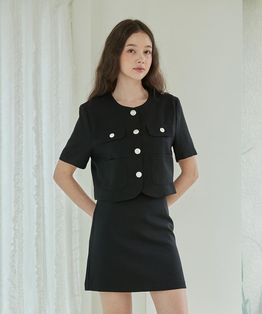 Bye Bye Seop A-Line Mini Skirt Black [T42]