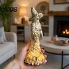 Halloween Skull Witch Statue Skeleton Resin Figurine, Gothic Statue, Spooky Outdoor Haunted House Prop Fantasy Ornament for Desk, Shelf,
