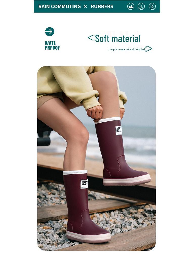 Wasserdichte Mid-Calf Anti-Rutsch Stiefel mit Kordelzug für Alle Jahreszeiten - Eltern-Kind-Stil Japanische Gummistiefel für Männer