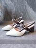Women's Summer 2025 Pointed-Toe Backless Roman High Heel Sandals with One Strap & Chunky Heel