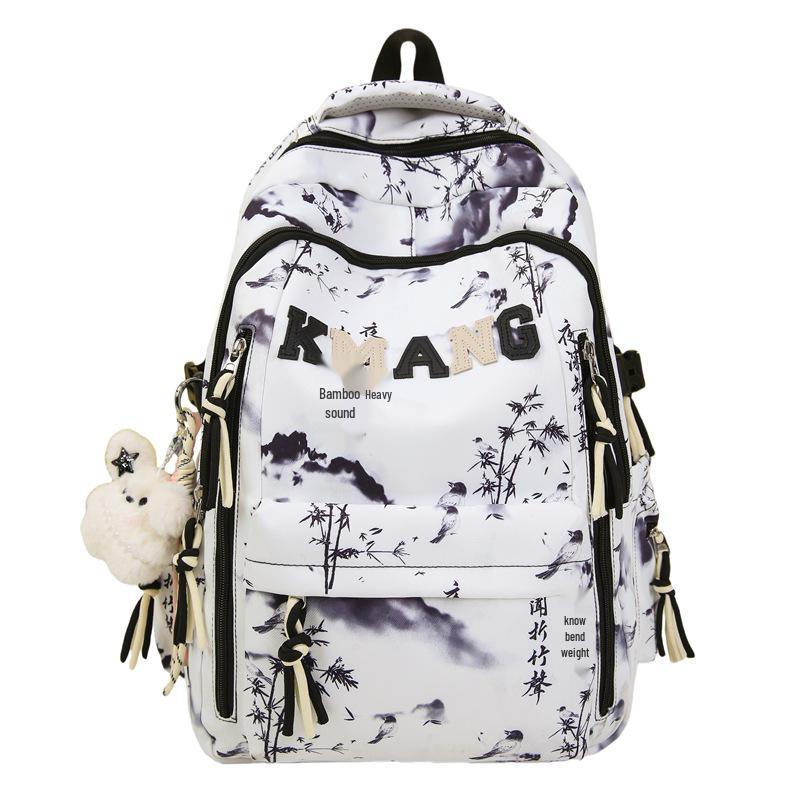 Chinese Ink Wash Backpack, Large Capacity for Students: Ideal for Girls, Boys, and College Use