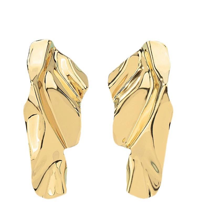Minimalist Metal Personality Earrings Golden Silver Geometry Long Big Drop Earrings Round Leaf Water Droplet Jewelry Gifts