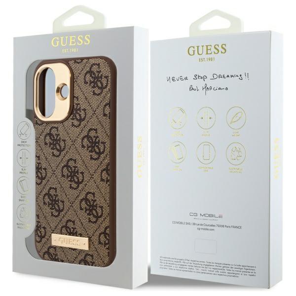 Guess Guhmp16Su4Gprw Iphone 16 6.1 Brązowy/Brown Hardcase 4G Logo Plate Magsafe