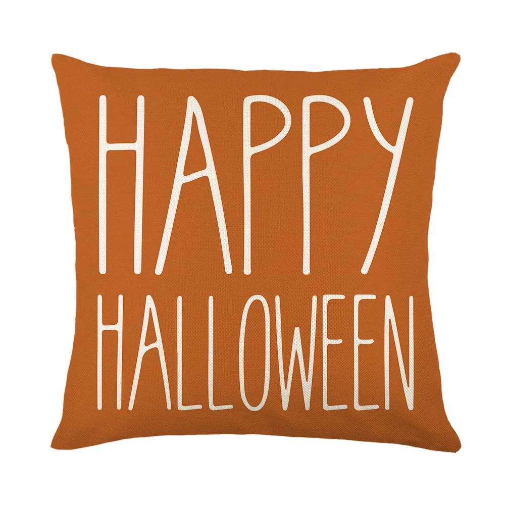 Happy Halloween Home Sofa Decoration Pillows Cushion Cover 18x18 Inches Linen Pillow Cover Halloween Pillowcase Festive Supplies