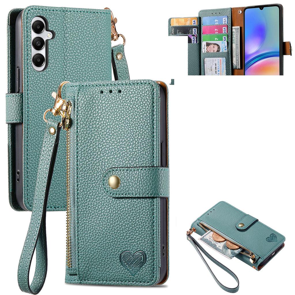 For Samsung Galaxy A06 4G Case RFID Blocking Zipper Pocket Leather Wallet Phone Cover