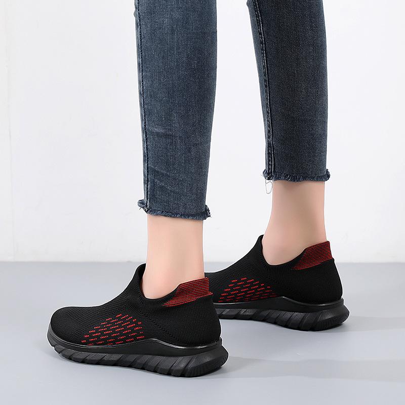 Breathable shoes Mesh trendy shoes Flying weaving one pedal Lightweight sports women's shoes Flat shoes 3541 Casual sports