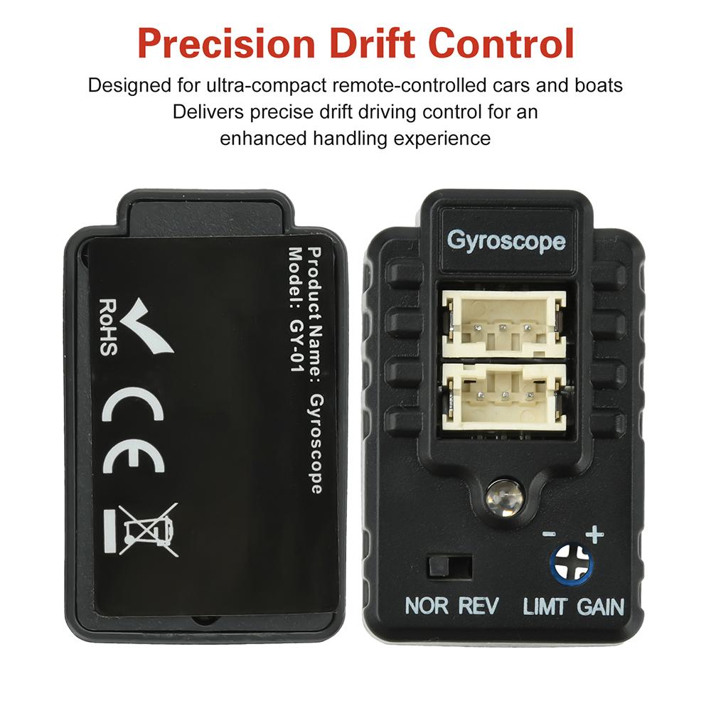RC Drift & On-Road Car 2-Axis Gyro Stabilizer Module 4.8-6V Compact Gyroscope with Compatible with FUTABA/JR/Sanwa Controllers