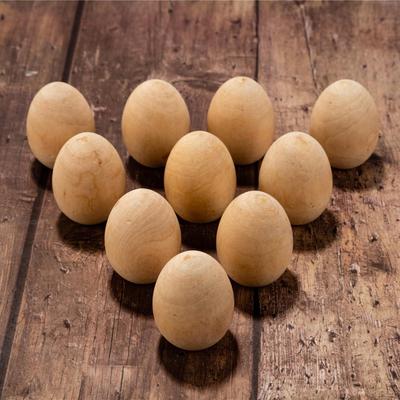 10 Pieces Wood Simulation Eggs Arts Craft Manual Graffiti Painted Exercise for Home Party Children