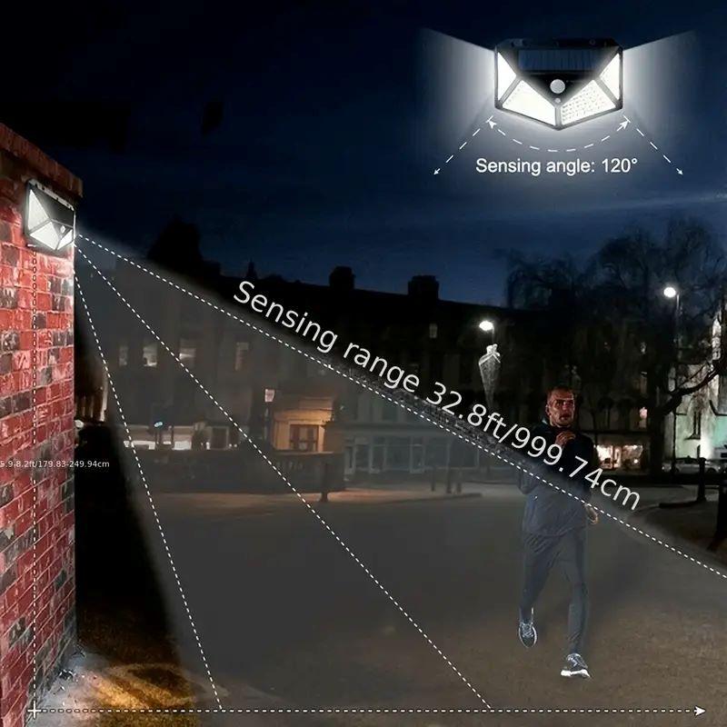 Solarleuchte 100LED Solar-Flutlicht 3 Modi Außen Solar-Bewegungssicherheitslicht Wasserdicht für Garten Terrasse Garage Wandleuchte