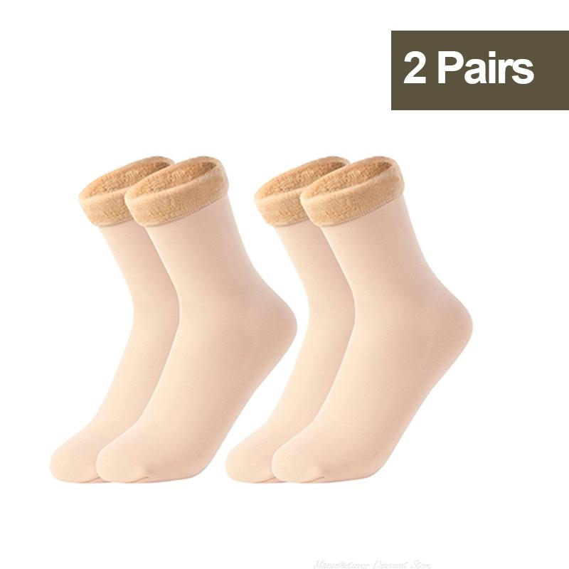 Winter Snow Socks Women Men Velvet Thickened Medium Tube Solid Color Floor Thermal Floor Sleep Socks Cashmere Socks