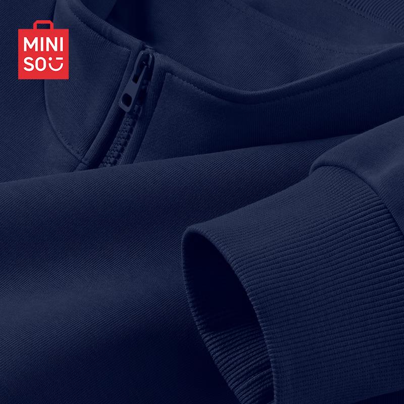 MINISO Men's Fleece Lined Half-Zip Stand Collar Sweatshirt