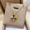Rotating six leaf flower, necklace, light luxury style, full diamond necklace, women's versatile collarbone chain, titanium steel chain
