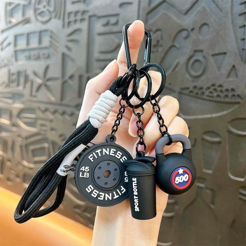 Bag Charm Dopamine Barbell Plates Kettlebell Simulation Dumbbells Creative Fitness Bag's Pendant Gifts