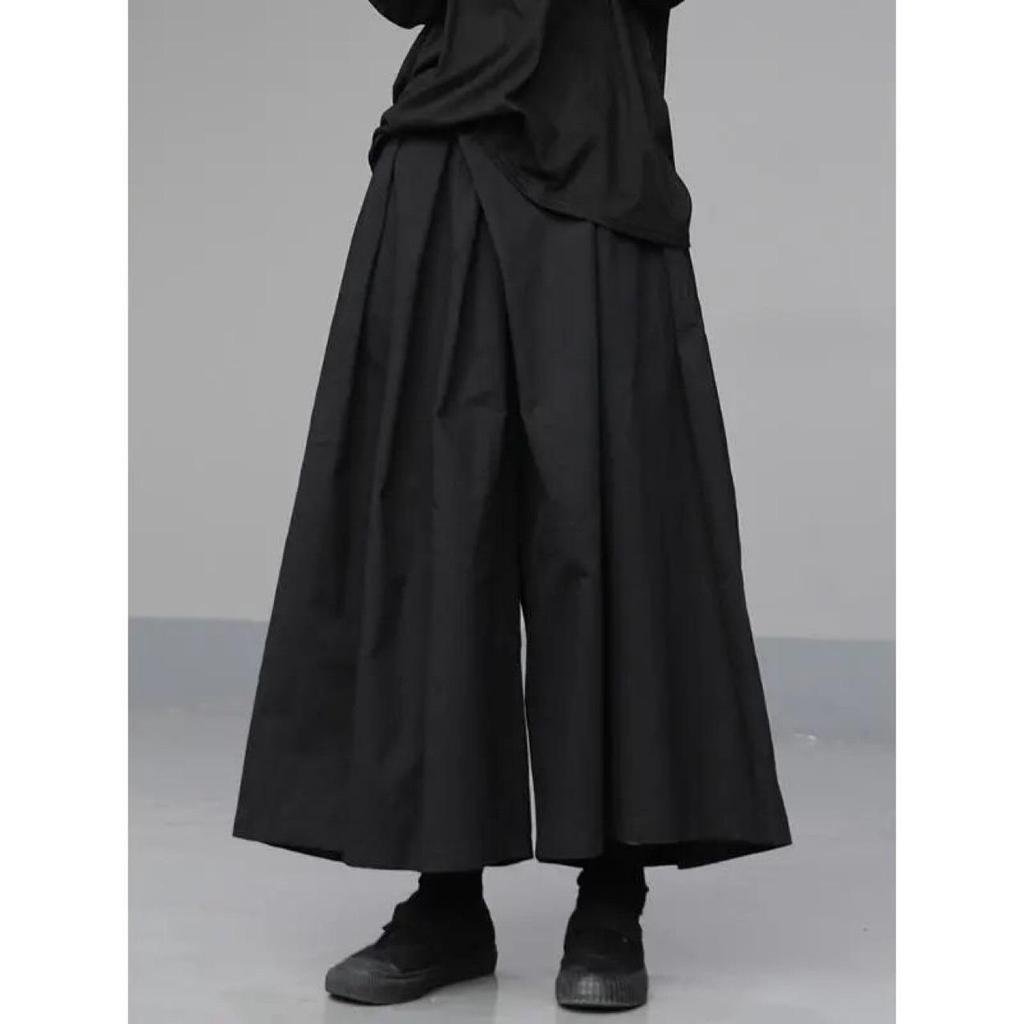 Culottes da Samurai a Nove Punti da Uomo in Stile Yamamoto Larghe a Gamba Larga Scure
