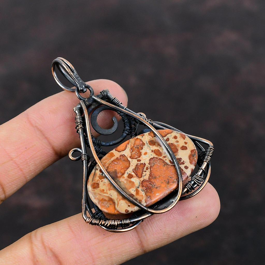 Asteroid Jasper Pendant Copper Wire Wrapped Pendant Antique Jewelry Handmade Pendant Natural Gemstone Pendant Wire Wrap Jewelry Gift For Her