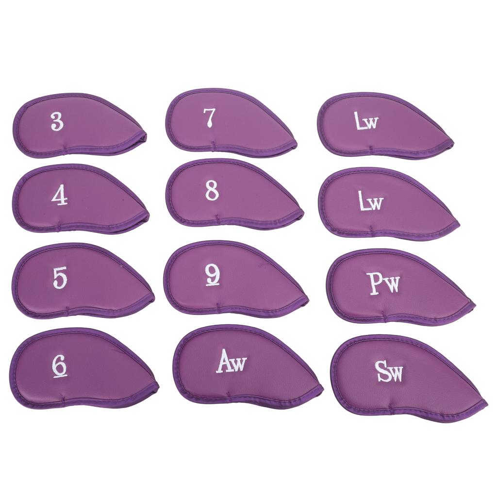 12Pcs Golf Iron Covers Set with Numbers Soft Protective Golf Head Cover Protective Headcover for Court Exercise Purple