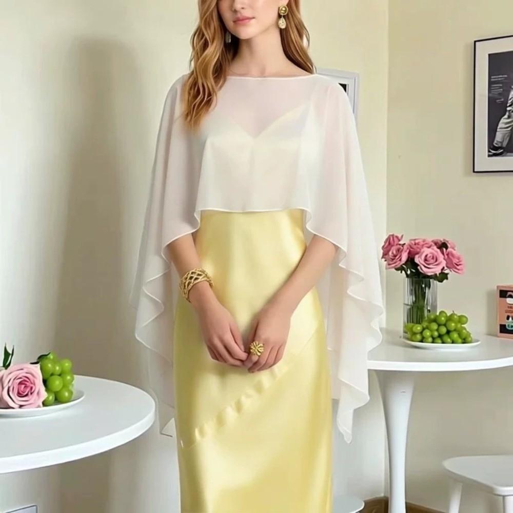 Elegant Sheer Shawl Top Loose Fit Chiffon Sunscreen Outerwear Chiffon Cover Up  Vacation