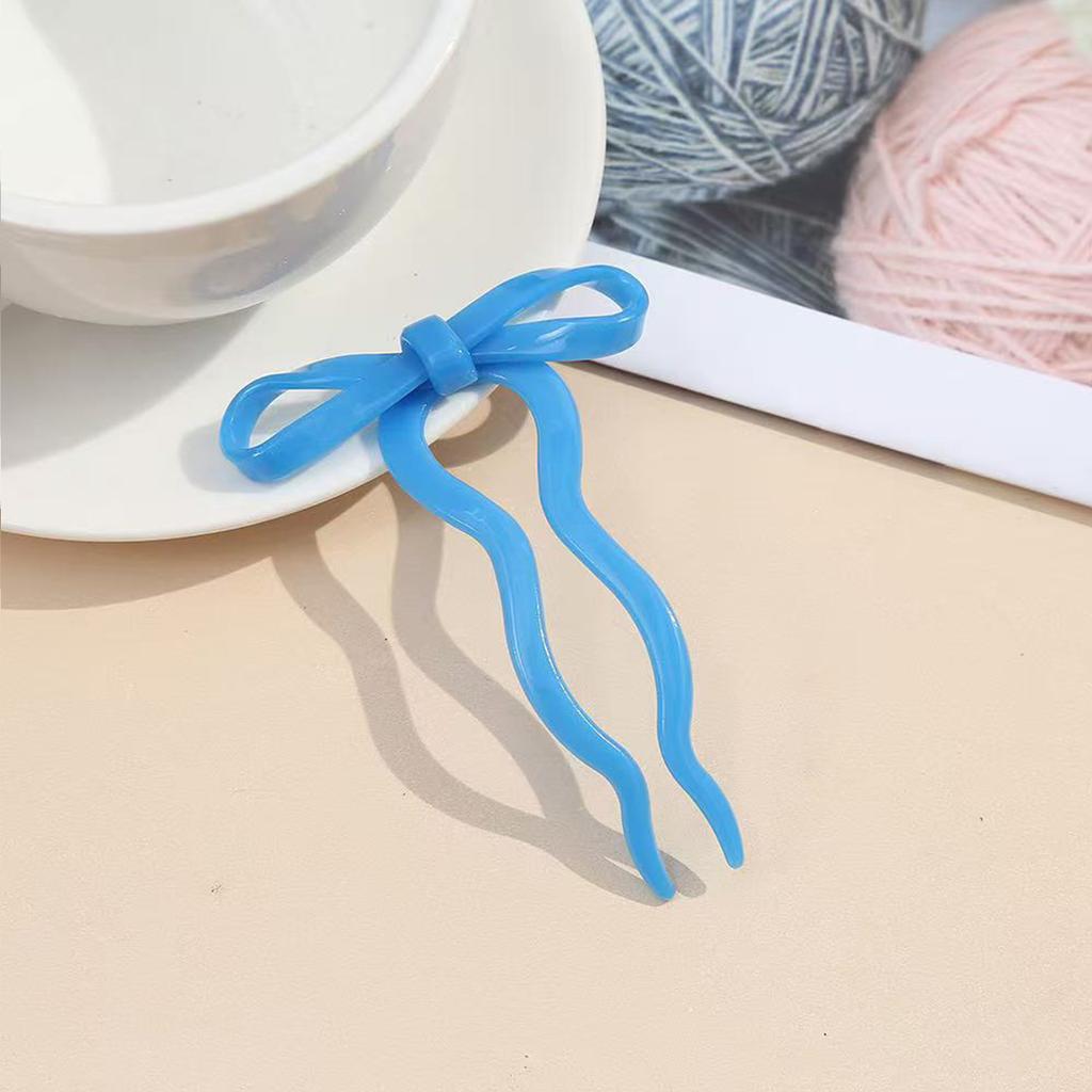 1PC Ballet Style Acetate Bow Hairpin Sweet and Cute U-shaped Hairpin New Hair Hairpin with A Coil On The Back of The Head