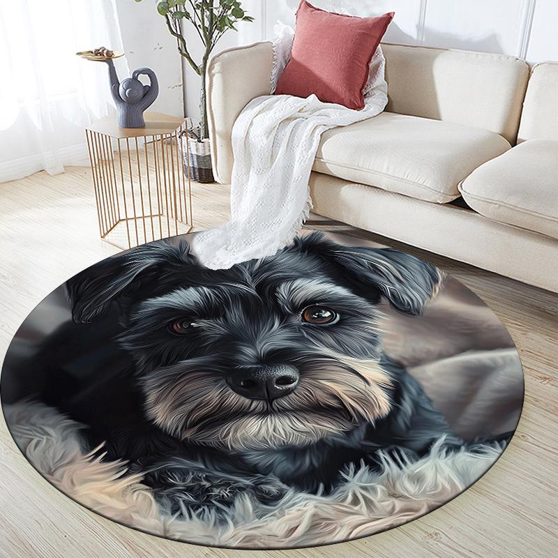 

Artistic Dog Round Area Rug,Carpet Rug for Living Room Bedroom Sofa Playroom Decor,Non-slip Floor Mat 80cmx80cm