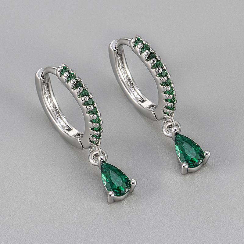 Niche French Colorful Water Drop Zircon Ear Cuffs For Women Hypoallergenic Hoop Earrings High End Jewelry copper