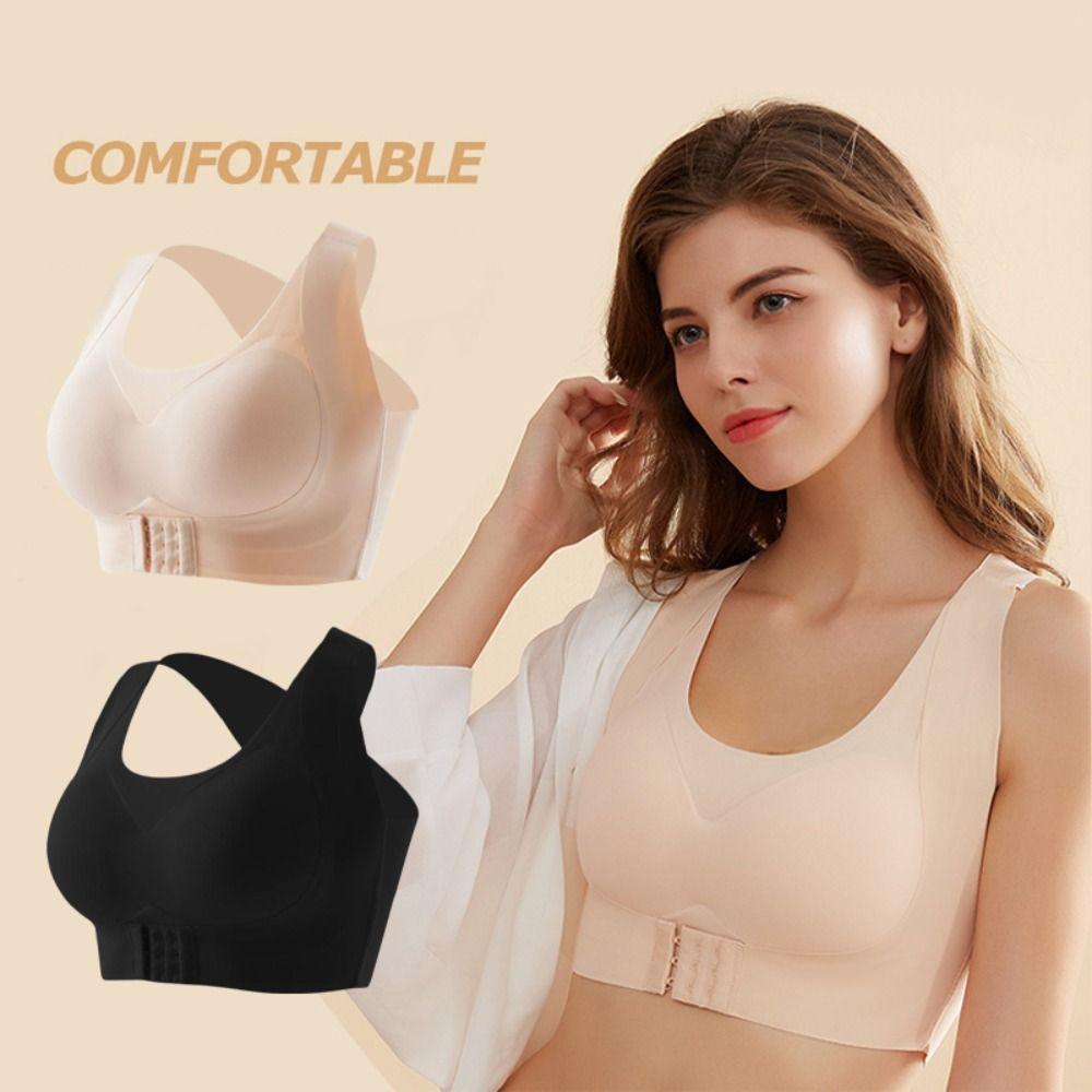 Front Closure Wireless Underwear Cross Back Women Support Brassiere Posture Corrector Bra  Fitness