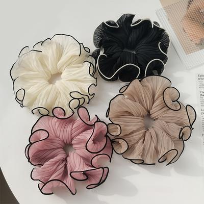 Ruffle High Elastic Hair Bands Girls French Vintage Elegant Hairbands Ribbon Hair Ties Women Girls Cute Hair Styling Accessories