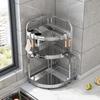 Stainless Steel Corner Kitchen Organizer Rack With Knife Holder Cutting Board Slot Hooks Spices Salt Chopsticks