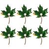 6pcs Napkin Rings with Faux Pearl Decorative Maple Leaves Serviette Buckle for Dinners Weddings Parties Green