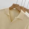 Een Dun Polo Shirt met Een Kraag, Gebreid Kortmouwig Shirt, en Een Uniek Top met Halve Rits voor Dames in de Zomer
