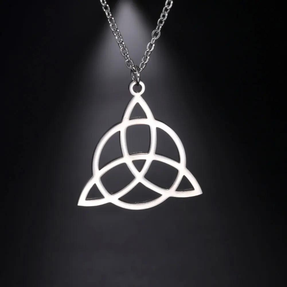 

Viking Triquetra Celtics Knot Necklace for Women Double Layer Choker Pendant Jewelry Gift Amulet Clavicle Chain 45-50cm