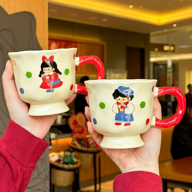 Birthday Gift for Boys and Girls, Cute Polka Dot Ceramic Mug Creative Home Coffee Mug Souvenir Gift Box