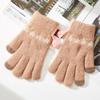 Korean Version of New Winter Touch Screen Knitted Warm Gloves for Women Cute Jacquard Three Dimensional Cat Plus Fleece Cartoon Five Finger