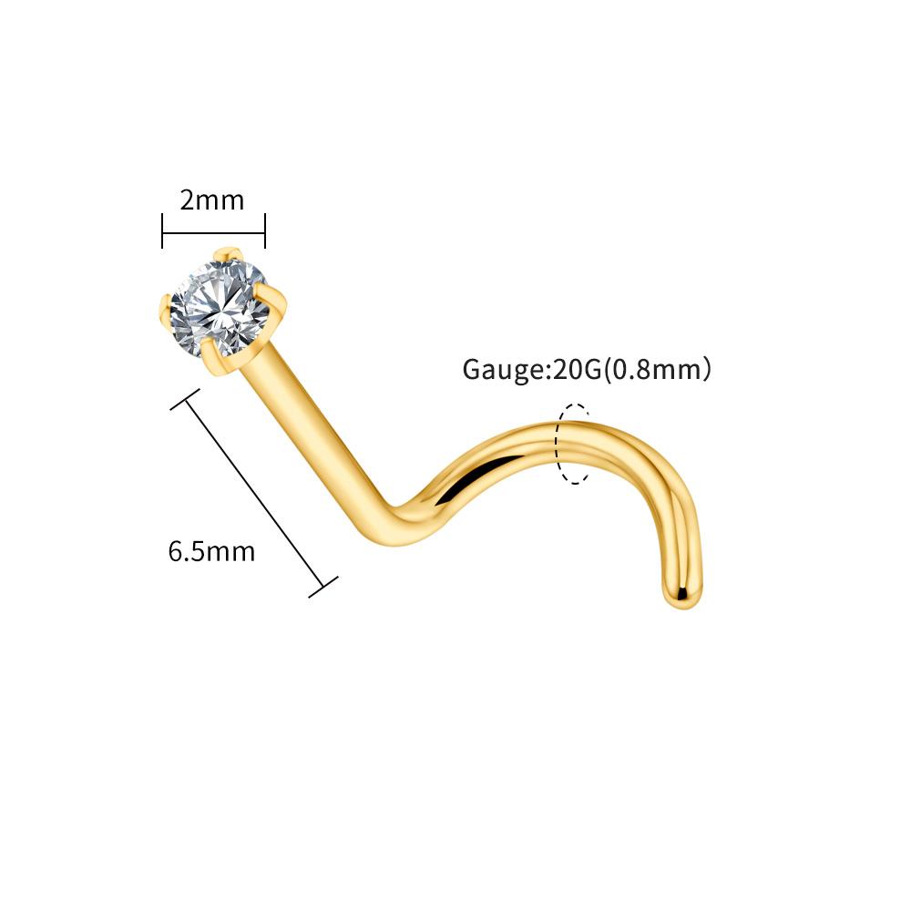 Right Grand ASTM F136 Titanium 20G Nose Stud Ring Hypoallergenic CZ/Ball/Heart/Star Corkscrew Nose Nostril Body Piercing Jewelry