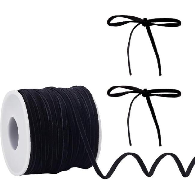 1/8 Inch Thin Velvet Ribbon 50 Yards Vintage Red Ribbon Single Face Velvet Ribbon Spool Fabric Trim for Wedding Invitations Christmas Tree Crafts