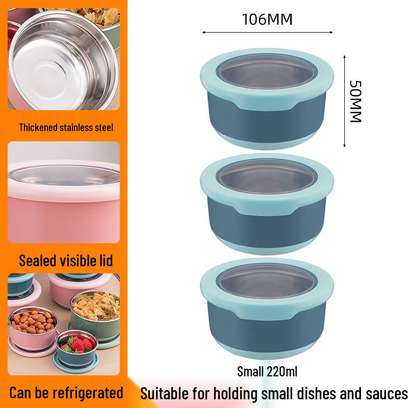 Stainless Steel Food-Grade Sealed Soup & Bento Bowl for Refrigerator