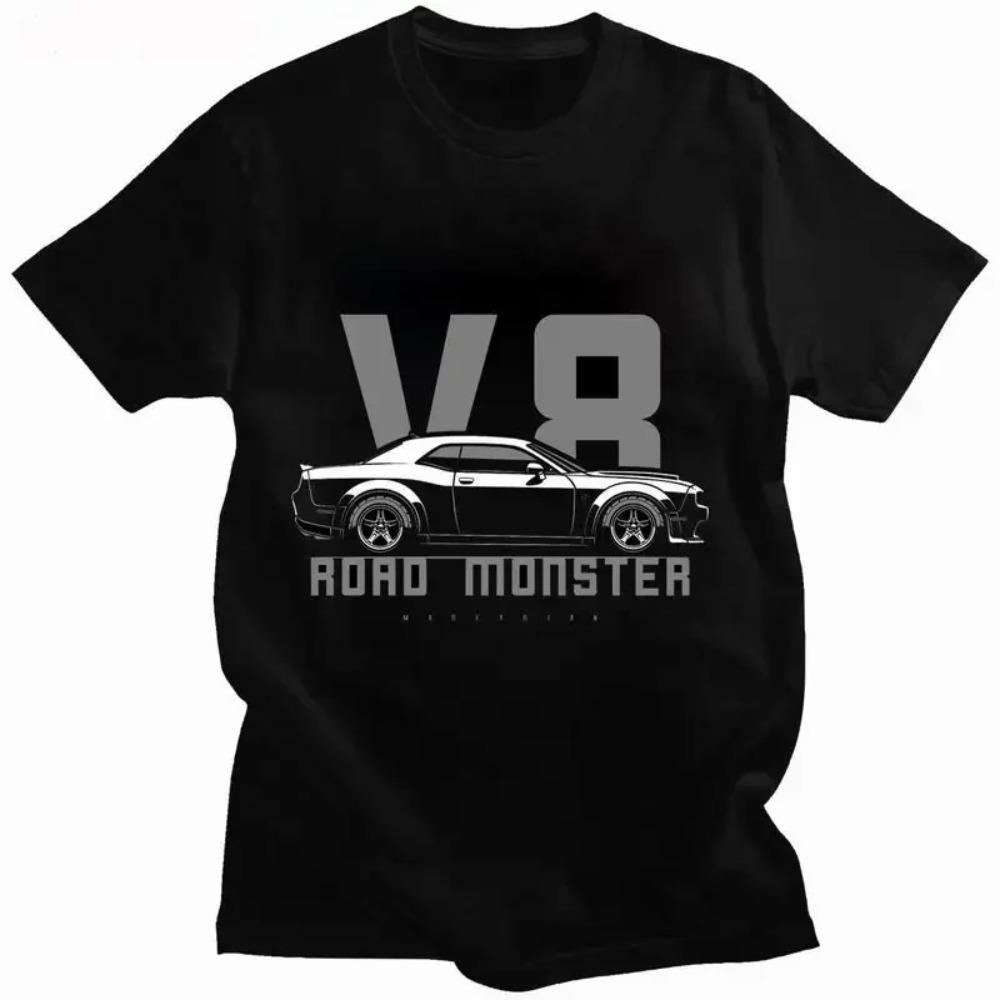 Vintage Road Devils Car T Shirt Men Summer New Arrival O-neck Industrial Style DIY Black T-shirts Leisure