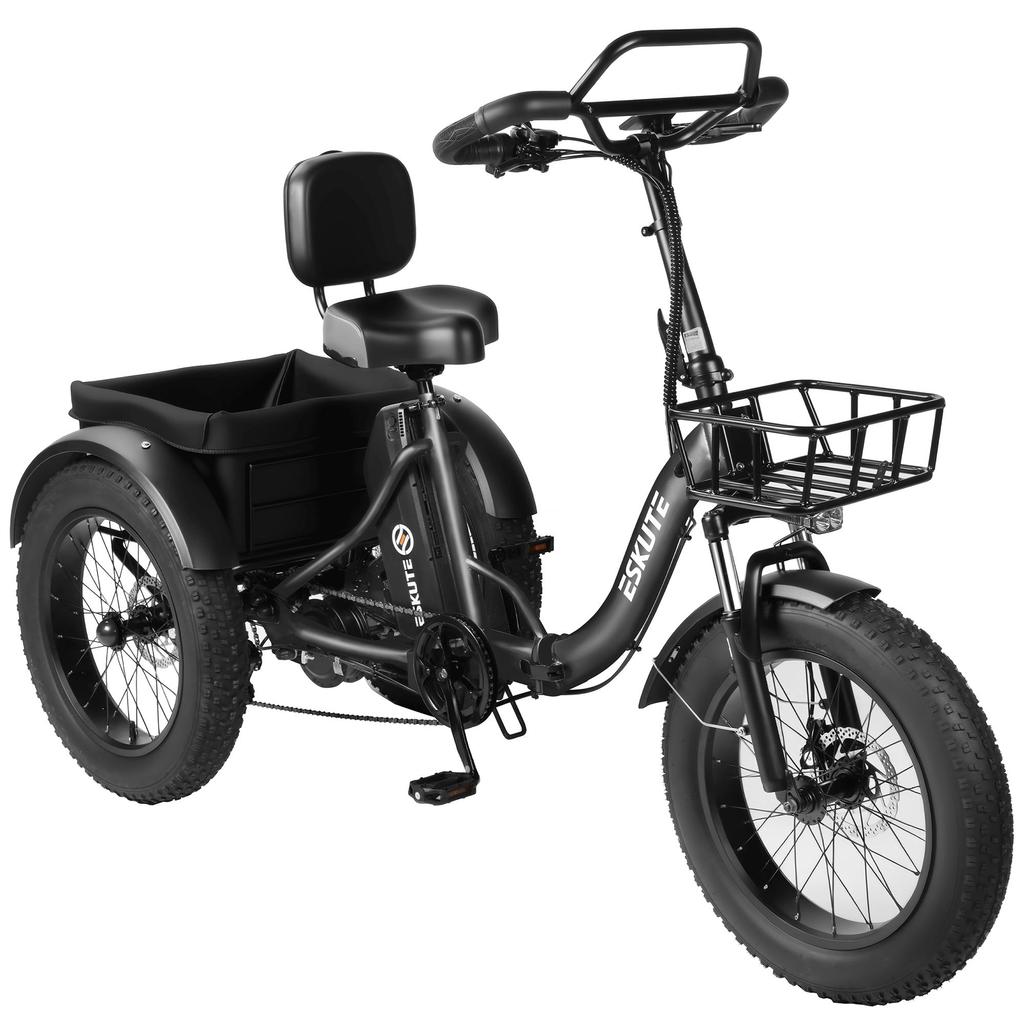 ESKUTE T302 Pro Elektrische Bakfiets, 48V 20.8Ah Batterij, met Achterzitje met Rugleuning & Voor-/Achtermandjes