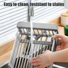 Drain Basket Sink Telescopic Drying Rack Drain Basket Stainless Steel Kitchen with Non-Slip Support Utensils Storage