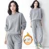 Samt Verdickt Waffel Sportanzug Damen Herbst und Winter Mode Langarm Freizeit Sweatshirt Zweiteiliges Set