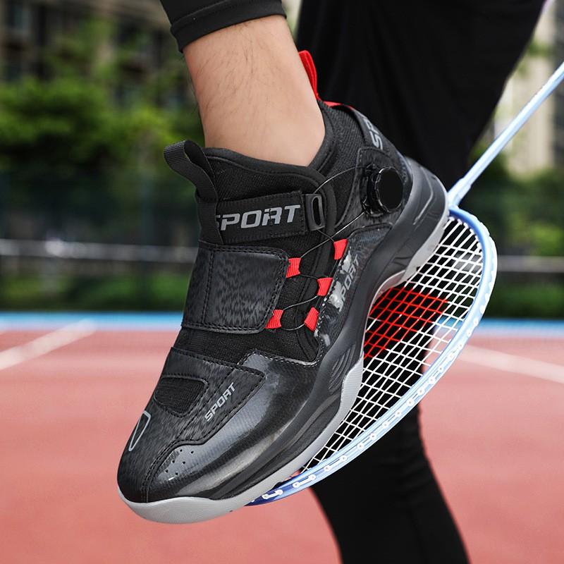 Professional Badminton Shoes Men Women Non-Slip Rubber Sole Breathable Mesh Upper Carbon Plate Support Rotating Hook