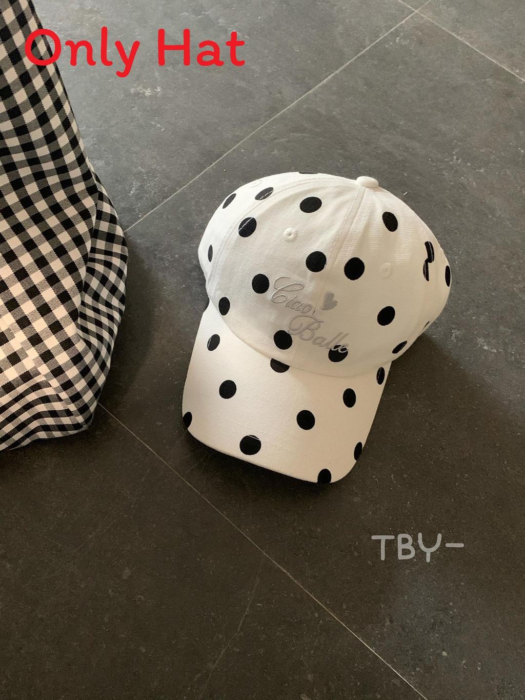 Style Dot Pattern Cotton Cap With Curved Brim Breathable Sunshade For Women PolkaDot
