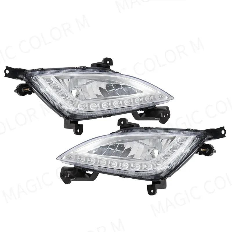 LED Car Front Bumper Fog Lamp Assembly For Hyundai Elantra GT I30 2012 2013 2014 2015 2016 DRL Fog Covers Daytime Running Lights
