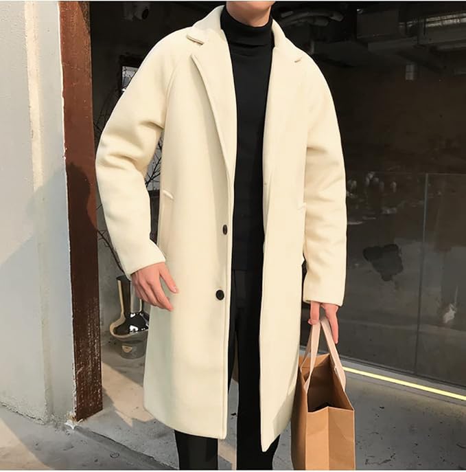 Wechose Winter Long Chesterfield Trench Bench Business Casual Popular Solid Cold Plus Sizes Loose Simple and Men's Coat, Coat, Coat, Outerwear, Color,