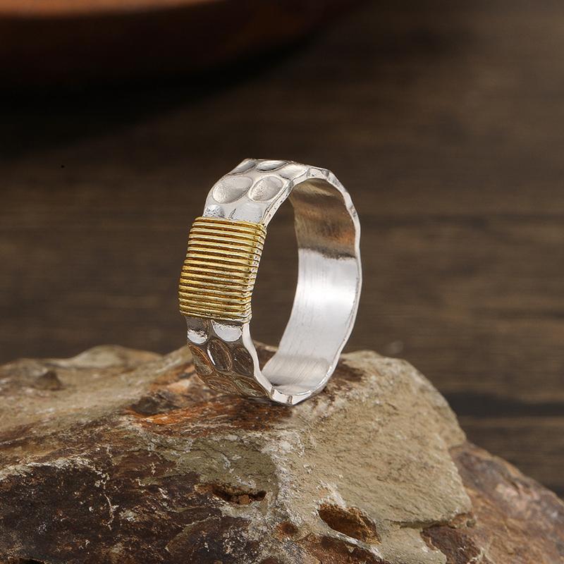 Anillos geométricos únicos de cara ancha para mujer, anillo de compromiso de fiesta de color plata vintage